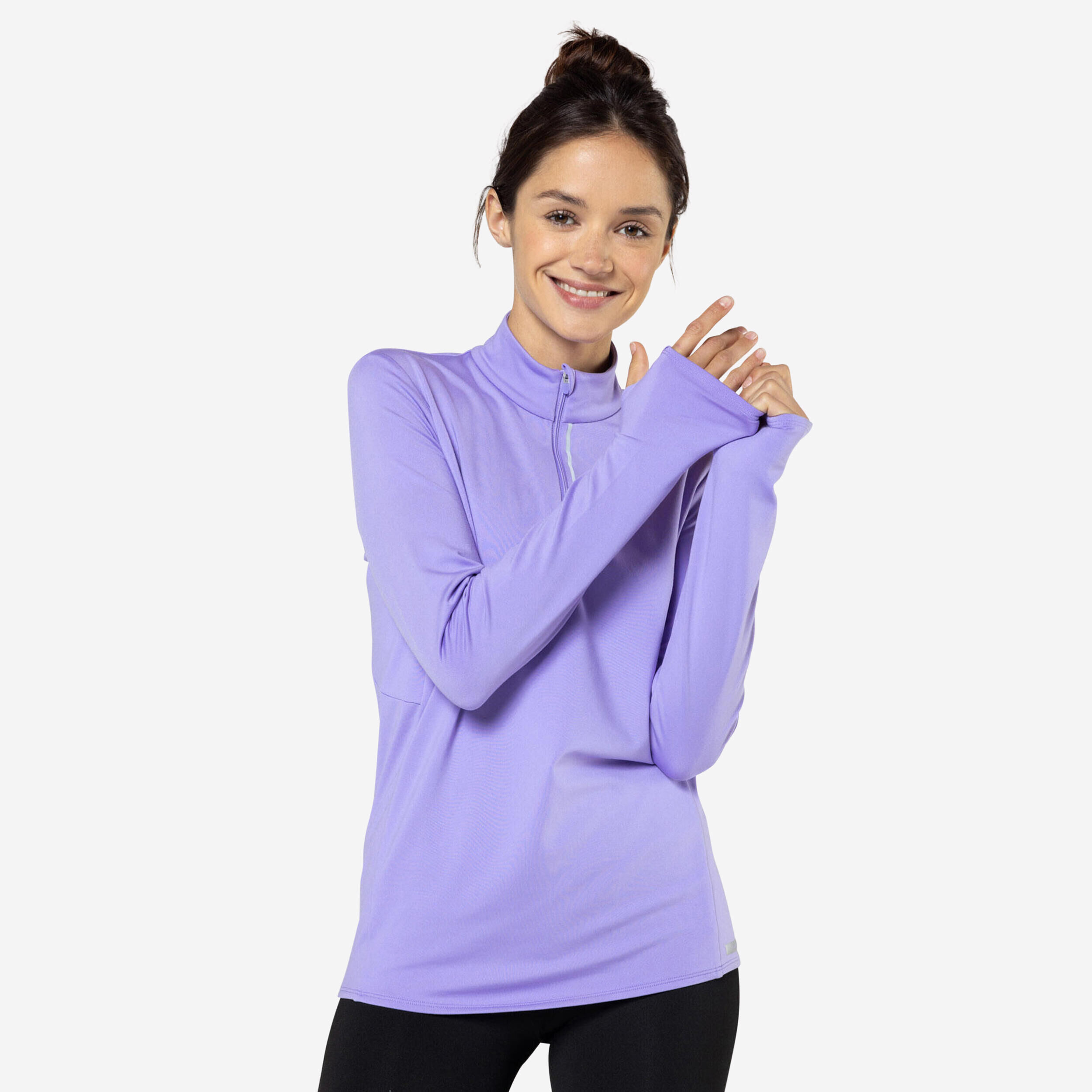 KALENJI Zip Warm women's long-sleeved running T-shirt - purple