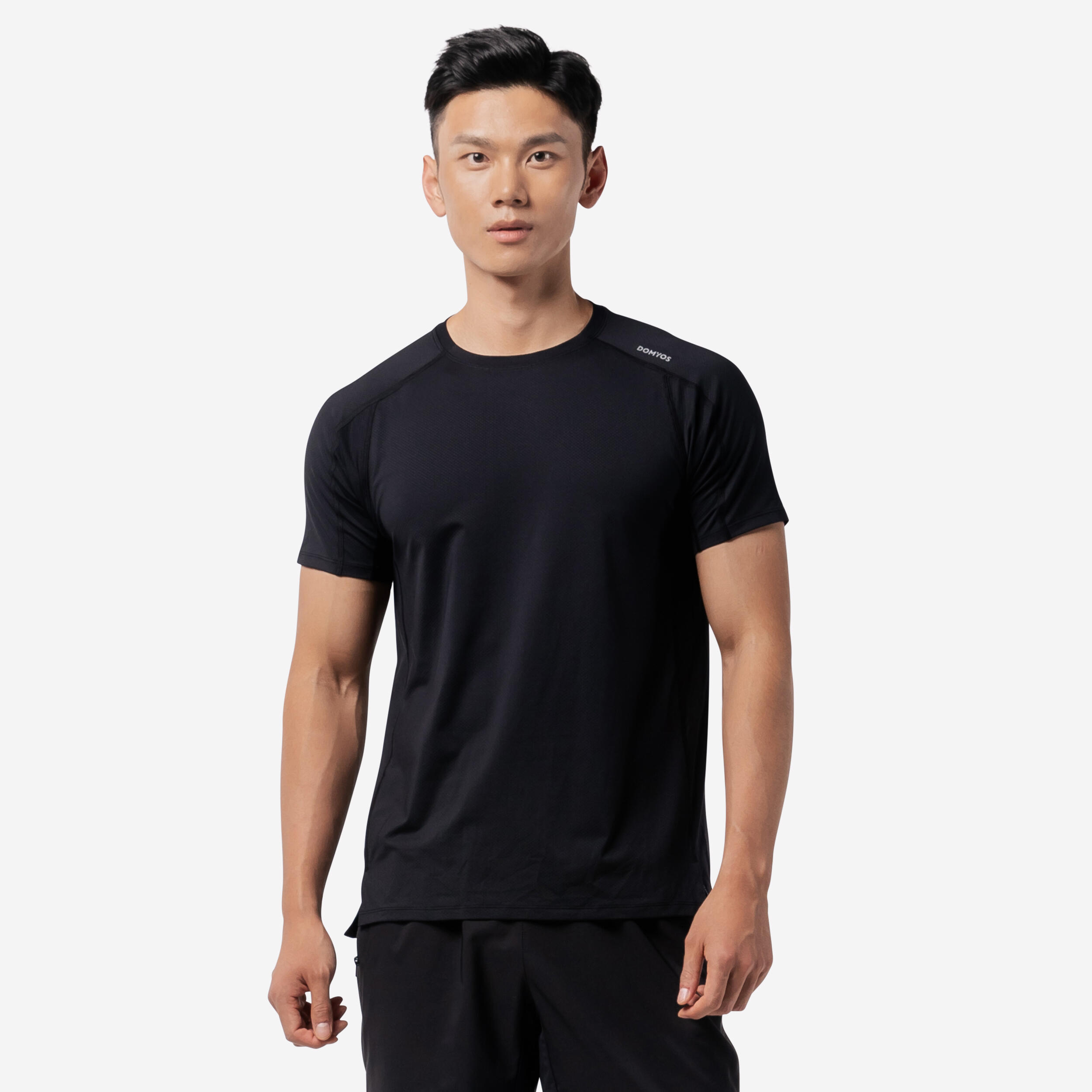 DOMYOS Men's Breathable Essential Fitness Crew Neck T-shirt - Black