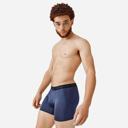 Men's breathable microfibre boxers - Dark blue - Decathlon