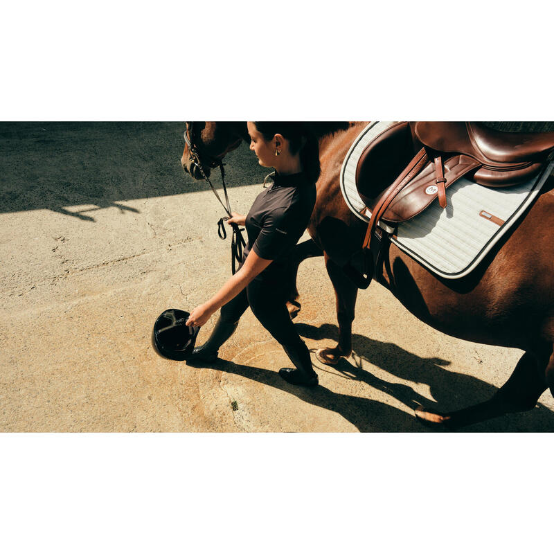 Polo équitation manches courtes Femme - Héritage noir