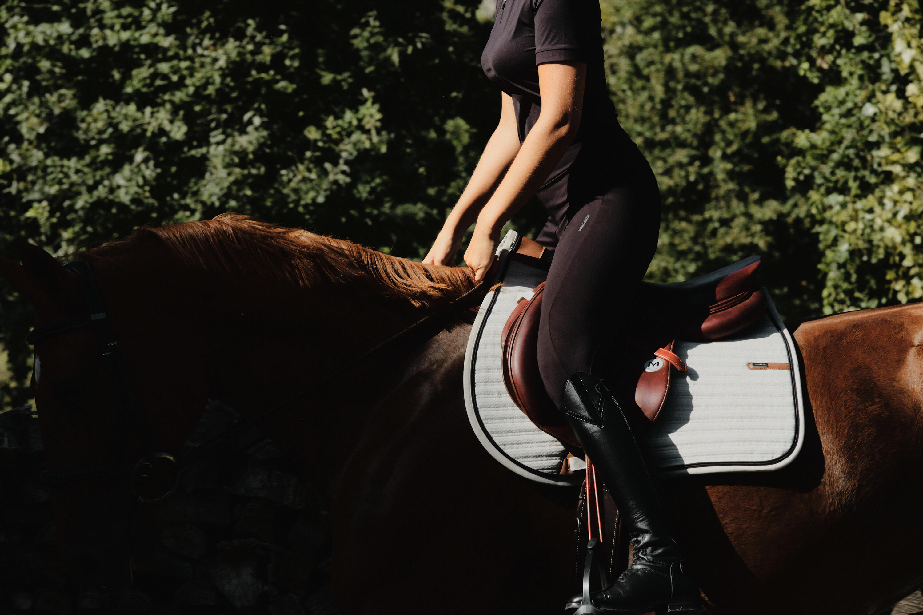 Reitleggings 500 Full Grip Damen schwarz 7/9