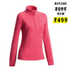 Women Sweater Half-Zip Fleece for Hiking MH100 Pink