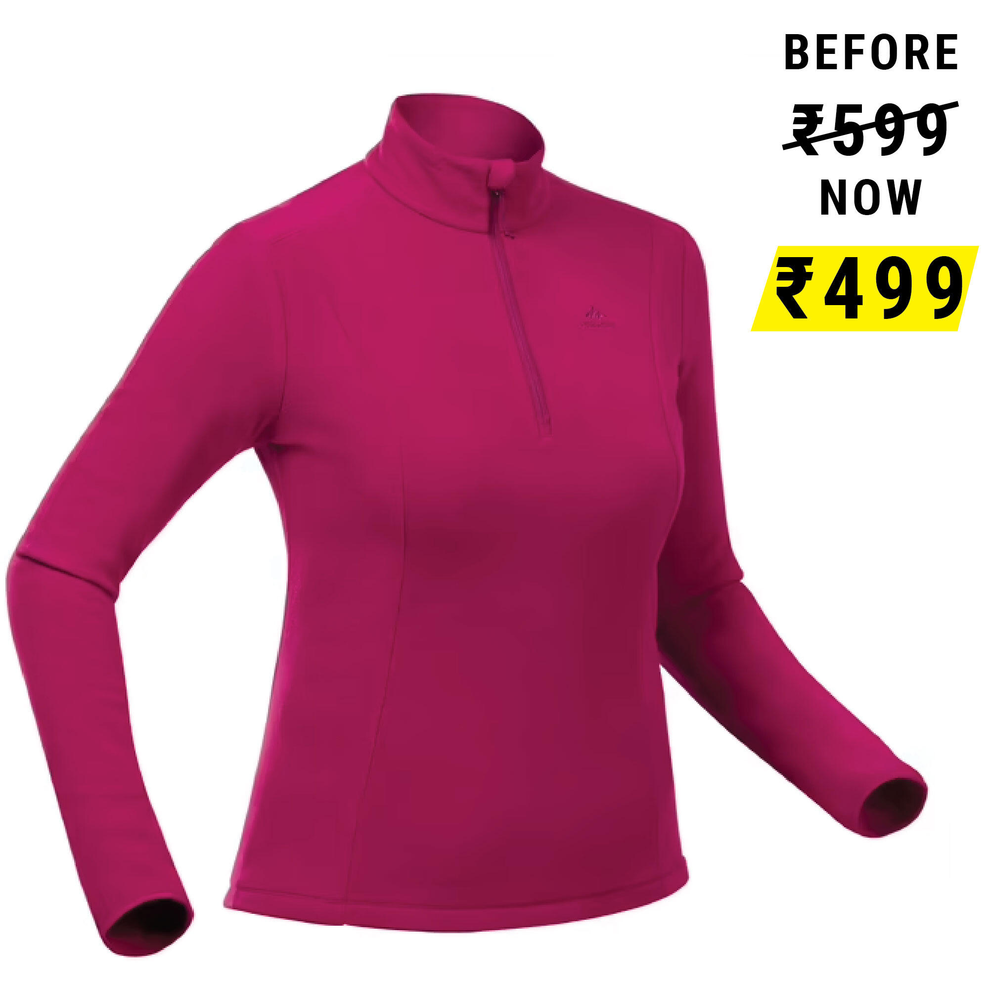 Women Sweater Full-Zip Fleece for Hiking MH100 Sepia