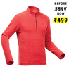 Men Sweater Half-Zip Fleece for Hiking MH100 Red