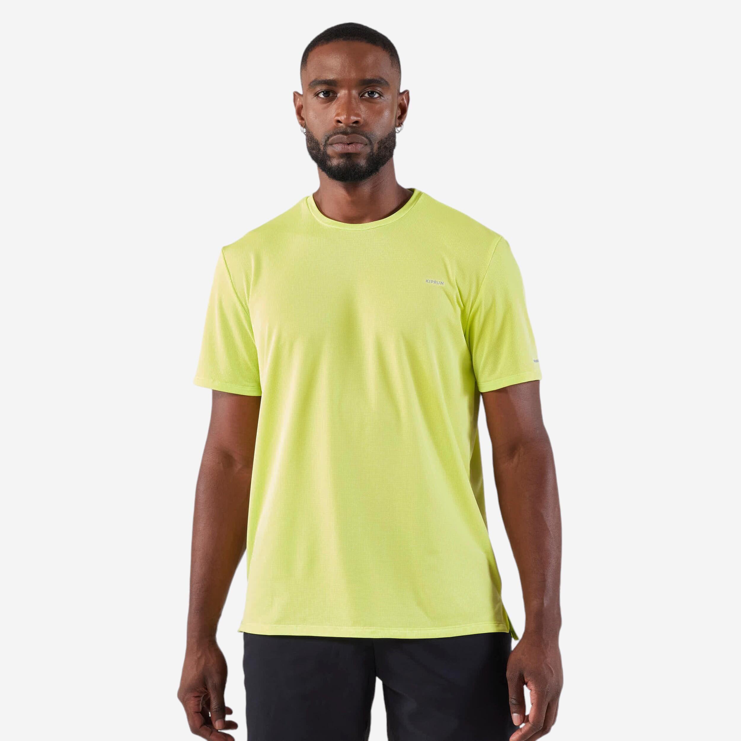 kiprun T-shirt da corsa traspirante da uomo - run 500 dry giallo limone