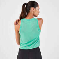 Women's Running Breathable Short Tank Top - KIPRUN Run 500 Green