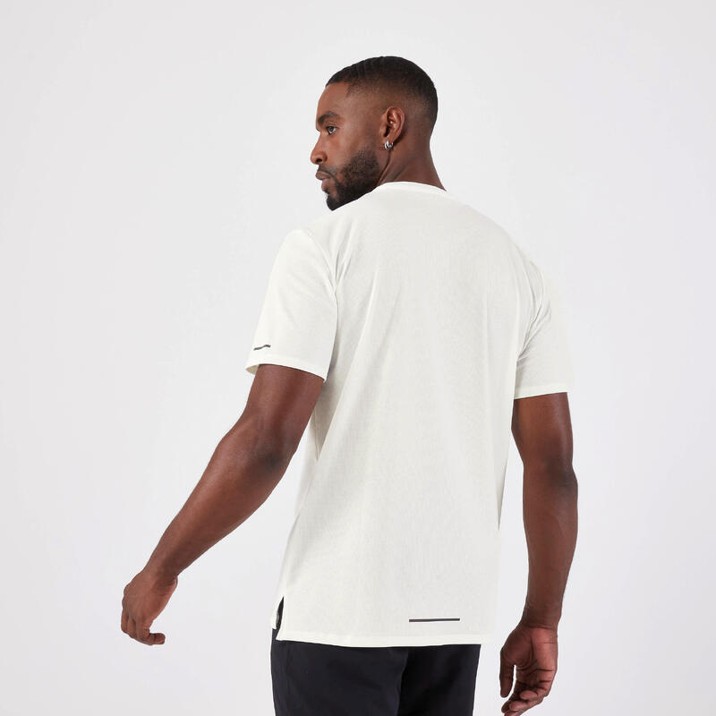 T-shirt de running respirant Homme - KIPRUN Run 500 Dry Blanc cassé