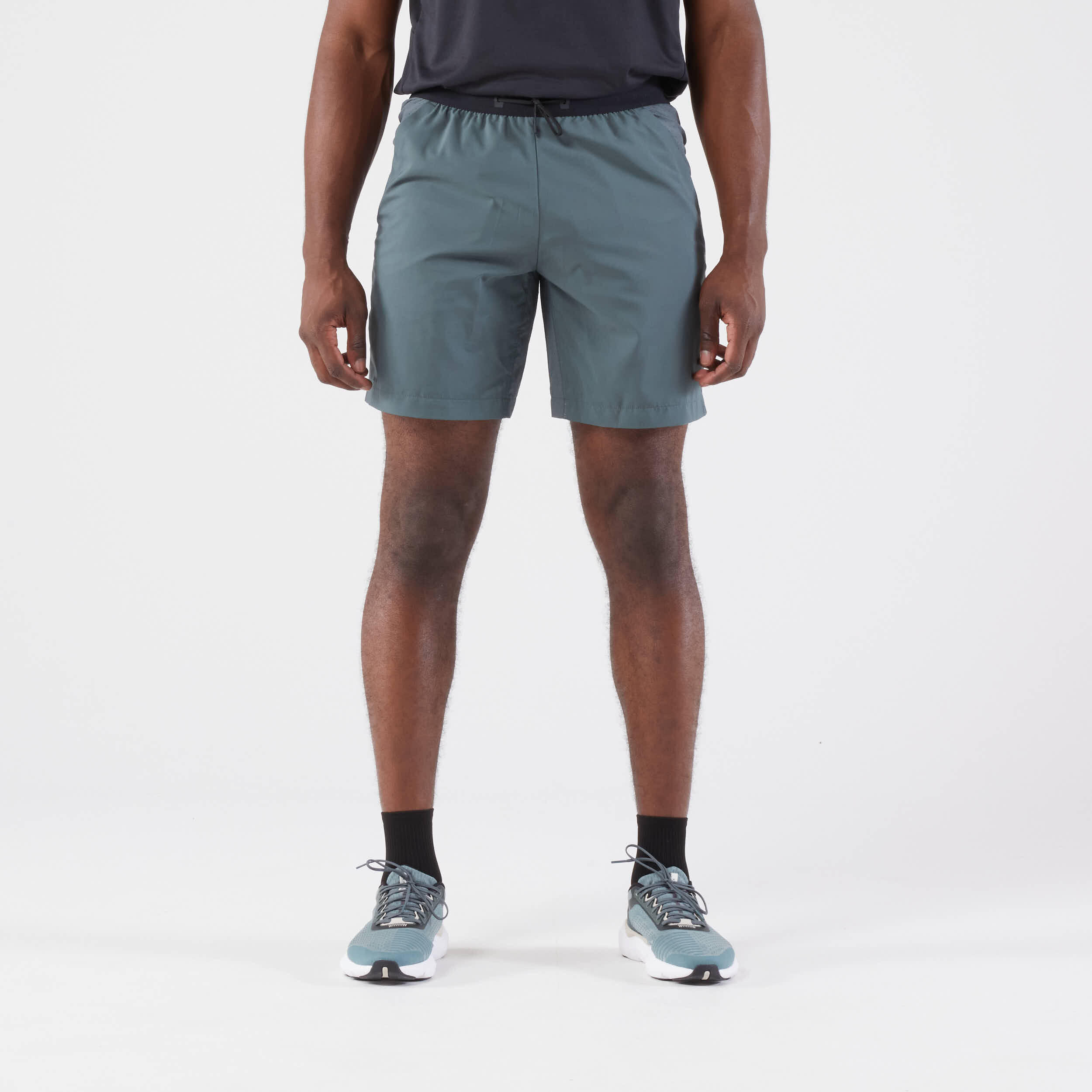 Men's Running Shorts - KIPRUN Run 500 Dry Dark Green Grey 1/6