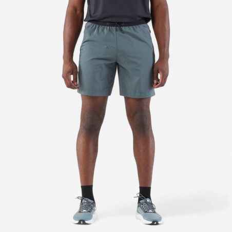 Short de running Hombre - KIPRUN Run 500 Dry Verde oscuro grisáceo 