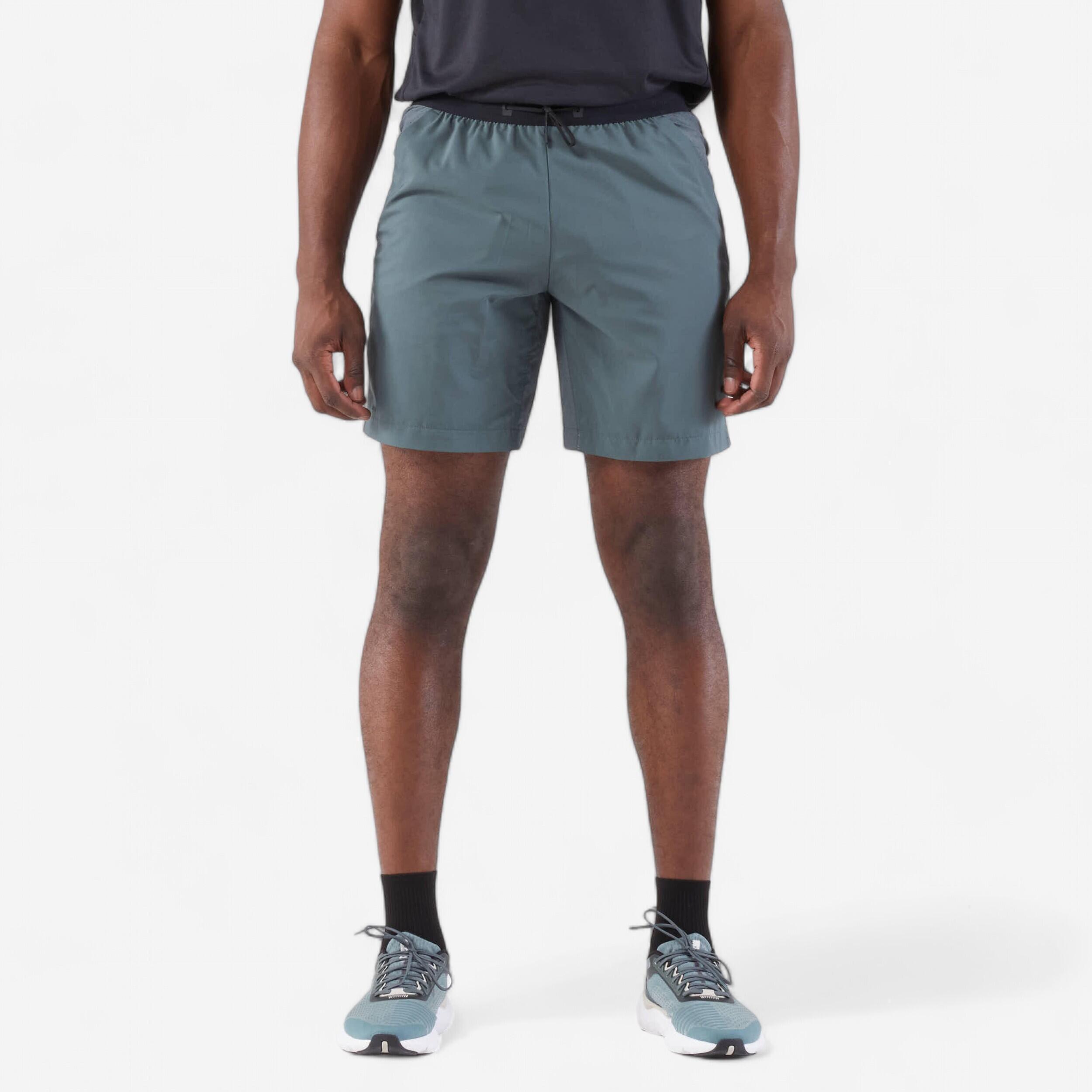 Short de running Homme KIPRUN Run 500 Dry Vert fonce grise KIPRUN Decathlon