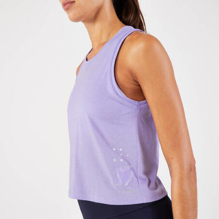 Ženska kratka majica bez rukava za trčanje Kiprun Run 500 prozračna ljubičasta