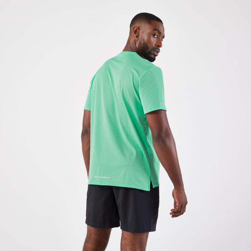 T-Shirt Respirável de Corrida Homem Run 500 Dry Verde Menta