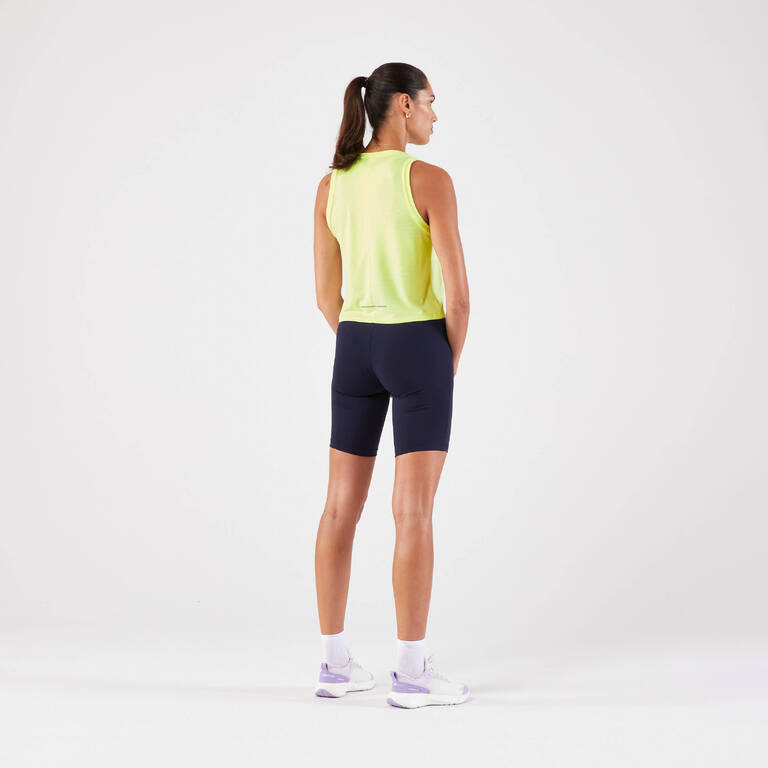 Women's Running Breathable Short Tank Top - KIPRUN Run 500 Dry Yellow