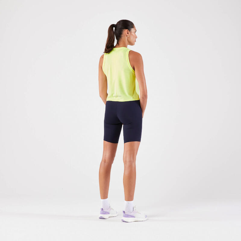 Lauf-Tanktop kurz Damen atmungsaktiv - Run 500 Dry gelb