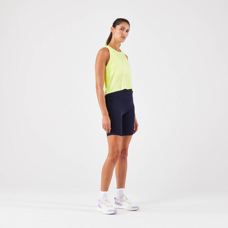 Lauf-Tanktop kurz Damen atmungsaktiv - Run 500 Dry gelb