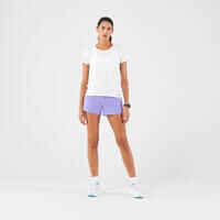 Pantalón corto running transpirable Mujer - KIPRUN Run 500 Dry violeta