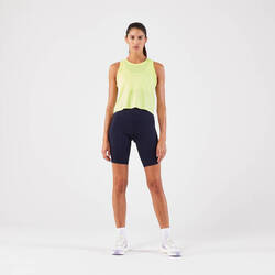 Women's Running Breathable Short Tank Top - KIPRUN Run 500 Dry Yellow