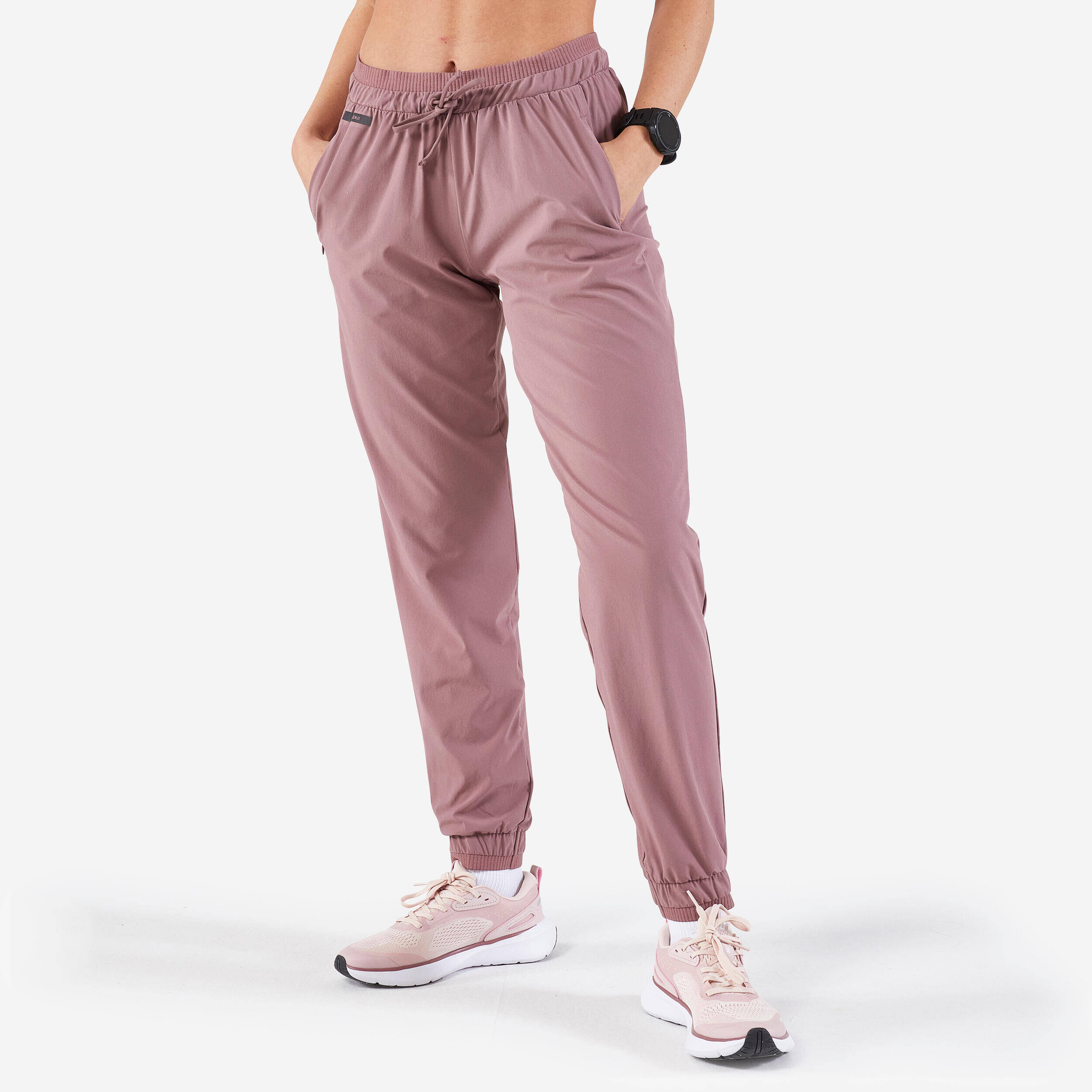 Women Running Trackpants, Lightweight and Quick Dry - Taupe Pink -  1