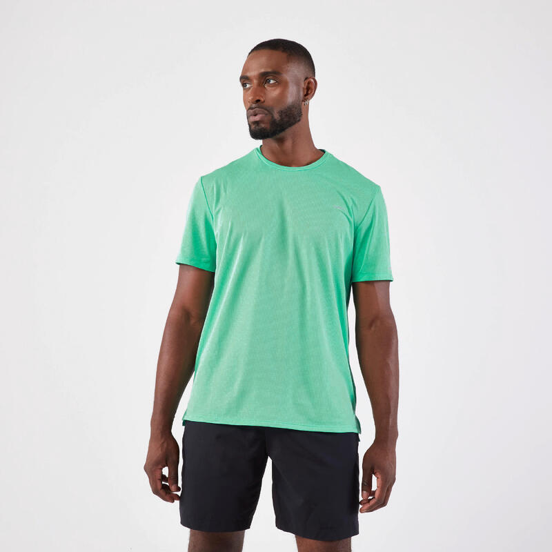 Tricou respirant alergare Jogging KIPRUN Run 500 Dry Verde Bărbați