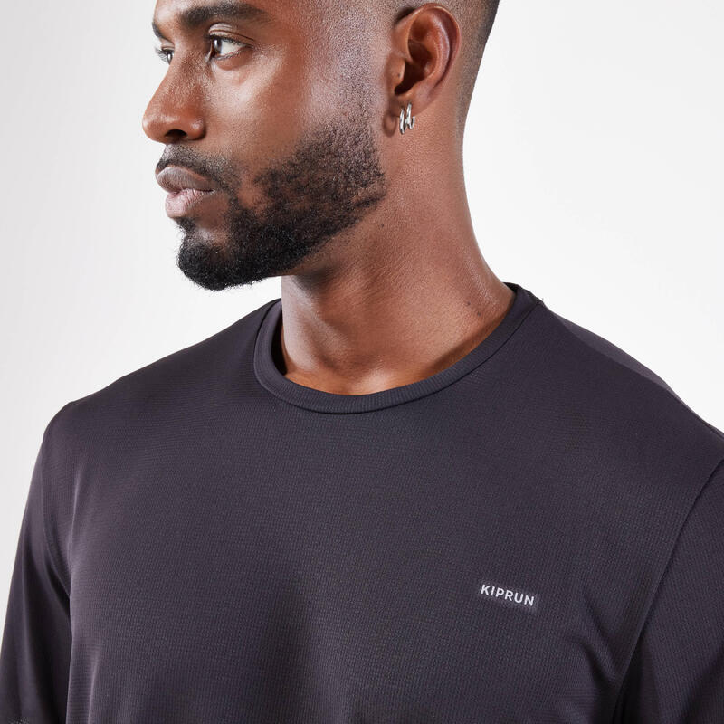 Ademend hardloopshirt met korte mouwen heren Run 500 Dry zwart