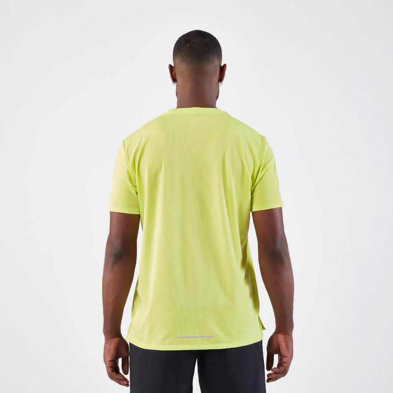 Tricou respirant Alergare Jogging KIPRUN Run 500 Dry Galben Bărbați