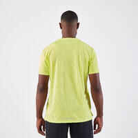 חולצת טי נושמת לגברים דגם KIPRUN Run 500 Dry - צהוב לימון