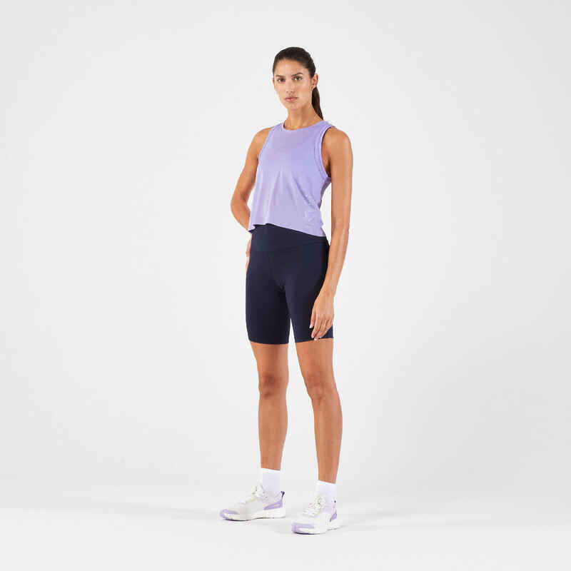 Camiseta sin mangas corta Running transpirable mujer KIPRUN Run 500 Dry violeta 