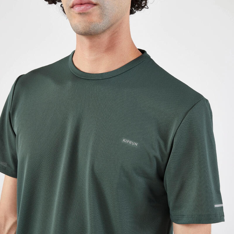 Ademend T-shirt voor hardlopen heren Run 500 Dry donker grijsgroen