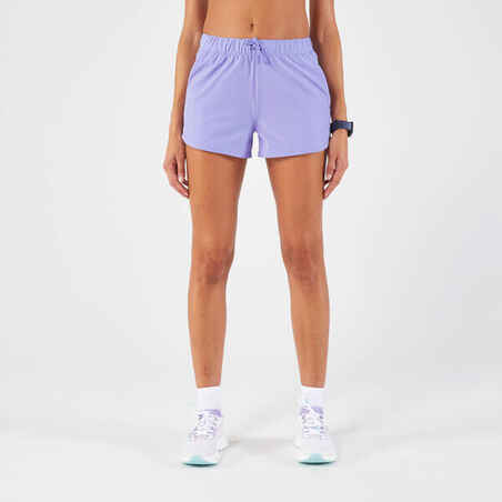 Pantaloneta de running Run 500 Dry transpirable para Mujer morado