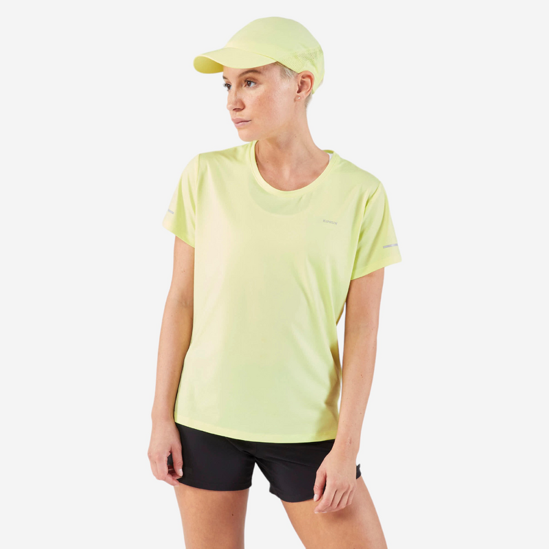 T shirt running respirant femme kiprun run 500 dry jaune pour les clubs et collectivites Decathlon Pro