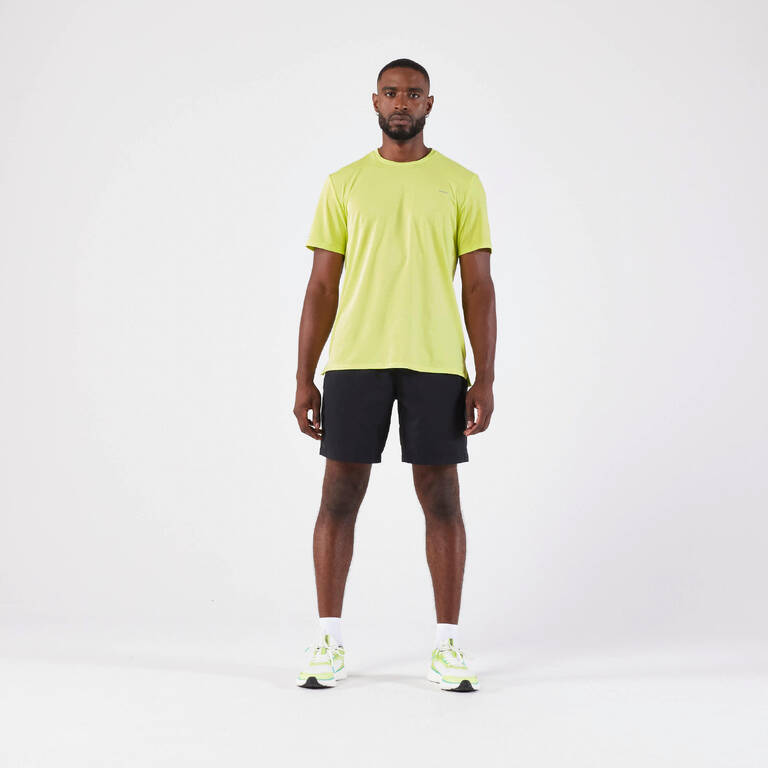 Kaos Lari Pria Kiprun Run 500 Dry Breathable - Kuning Lemon