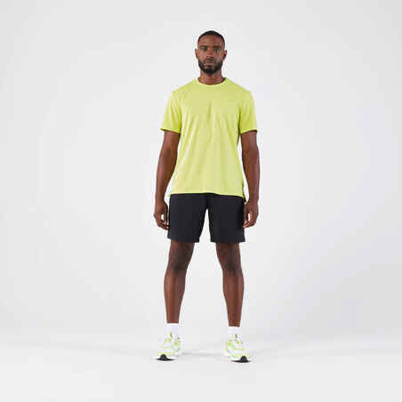 Men's Running Breathable T-shirt KIPRUN Run 500 Dry-yellow lemon