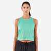 Women's Running Breathable Short Tank Top - KIPRUN Run 500 Green