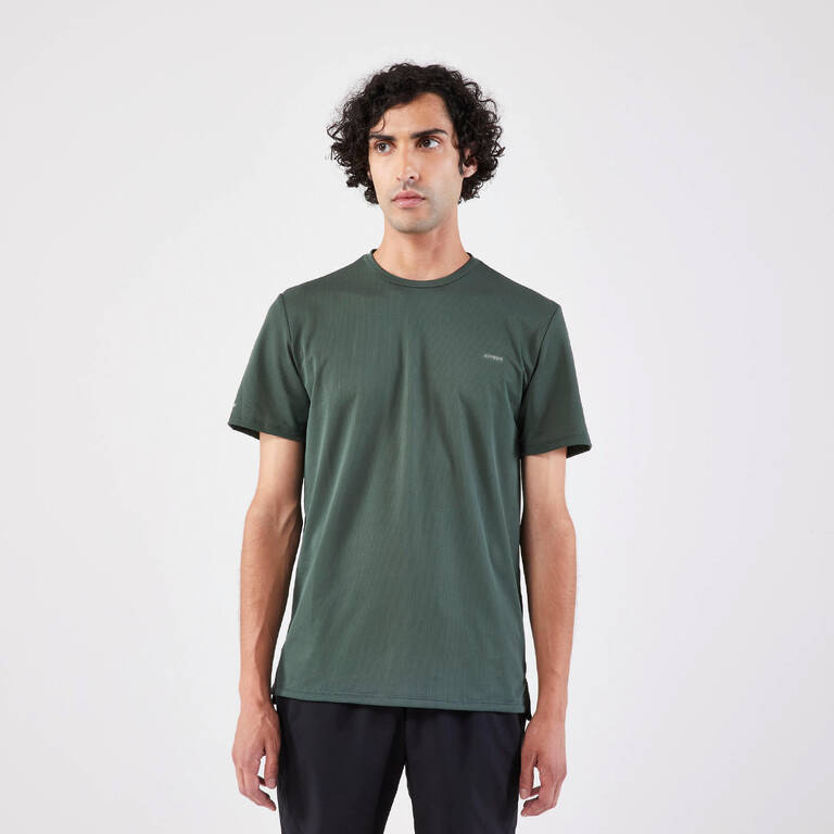 Kaos Lari Pria Kiprun 500 Dry Breathable - Abu-Abu Tua