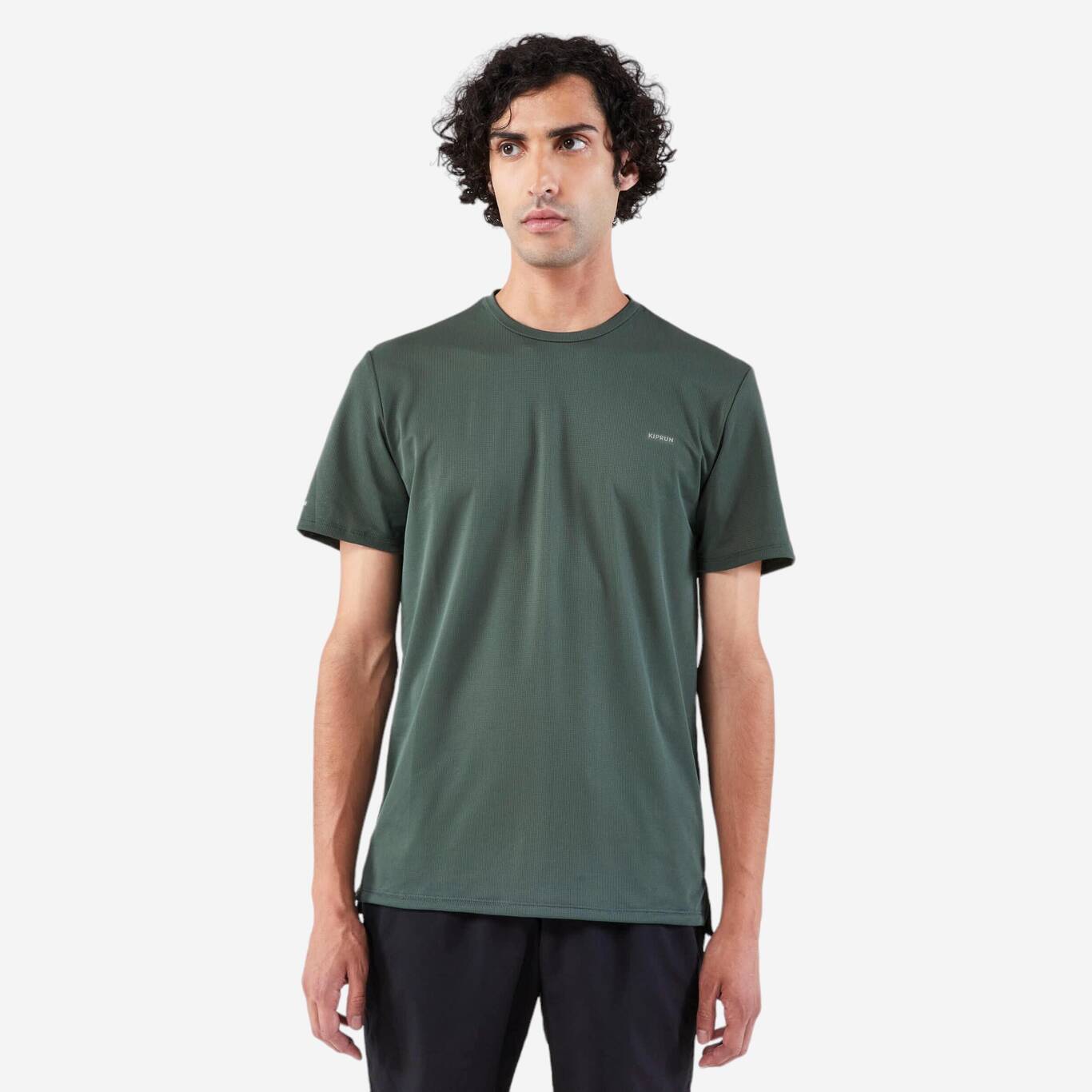 KIPRUN Run 500 Dry Men's Running Breathable T-shirt - Dark green grey