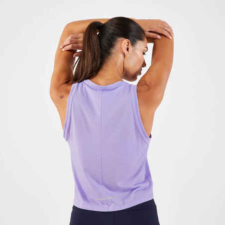 Camiseta esqueleto de running Run 500 Dry corta transpirable para Mujer morado