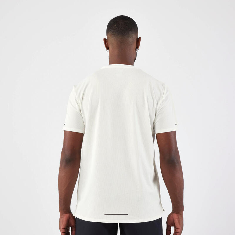 T-Shirt Respirável de Corrida Homem Run 500 Dry Branco