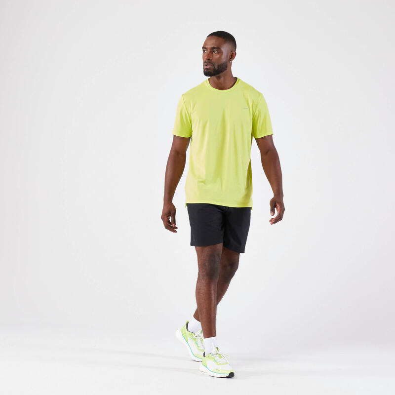 Tricou respirant Alergare Jogging KIPRUN Run 500 Dry Galben Bărbați
