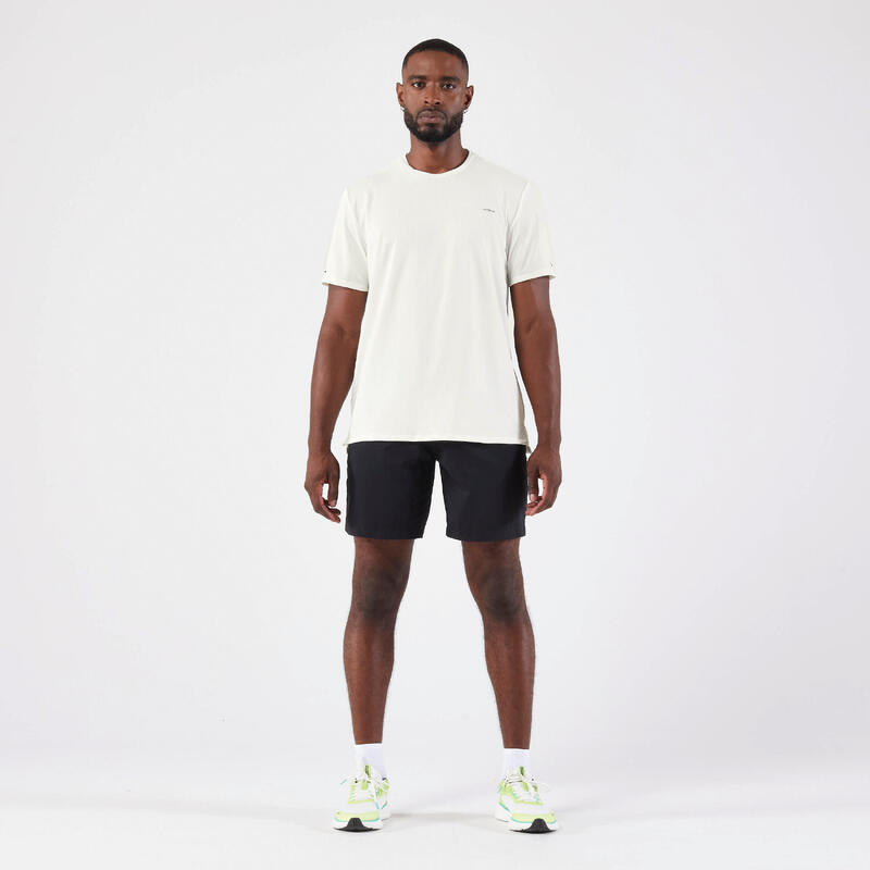 T-Shirt Respirável de Corrida Homem Run 500 Dry Branco