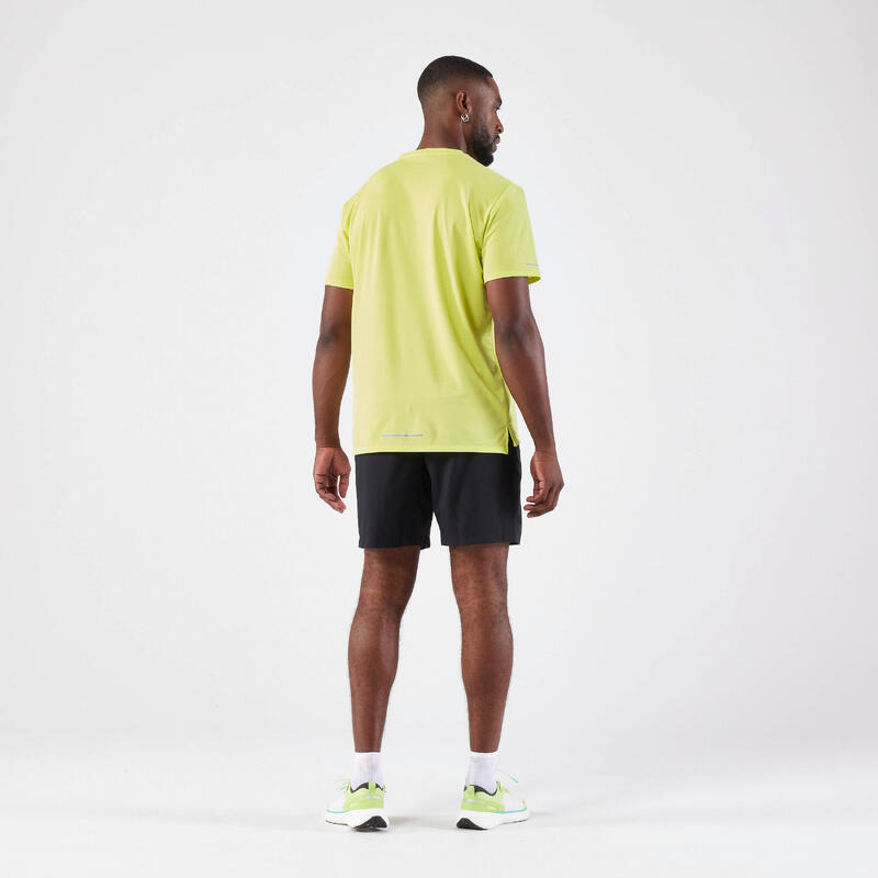 T-shirt de running respirant homme - kiprun run 500 dry jaune citron