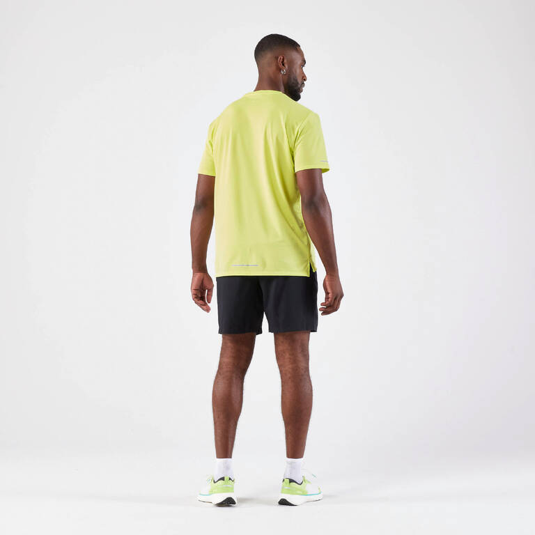 Men's Running Breathable T-shirt KIPRUN Run 500 Dry-yellow lemon