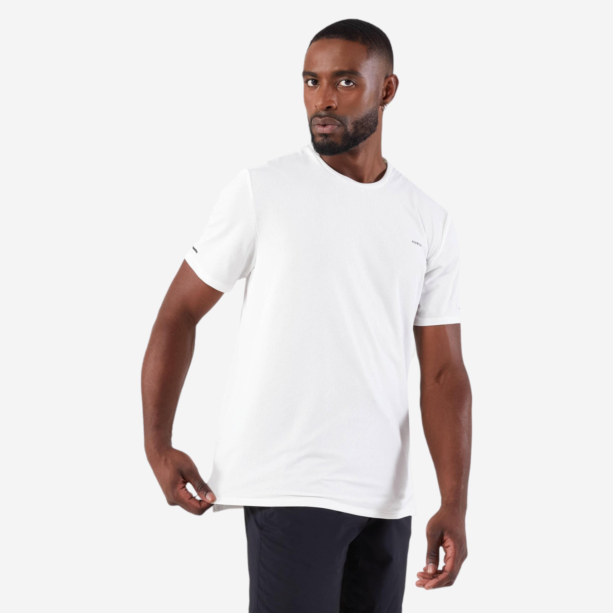 kiprun T-shirt da running traspirante da uomo - run 500 dry bianco sporco