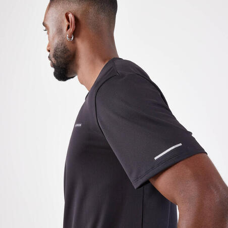Majica kratkih rukava za trčanje Kiprun Run 500 prozračna muška - crna