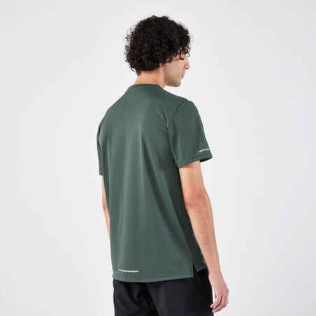חולצת טי נושמת לגברים KIPRUN Run 500 DRY - ירוק אפור כהה