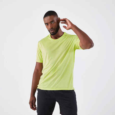 Camiseta de running transpirable para Hombre Kalenji Dry amarillo/verde limón