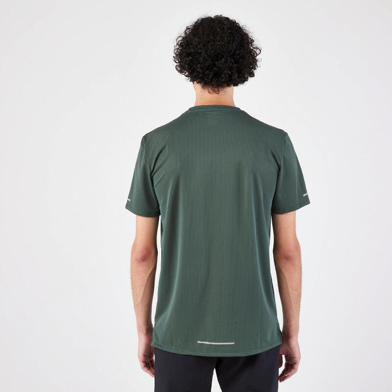 T-shirt de running respirant Homme - KIPRUN Run 500 Dry Vert foncé grisé