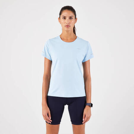 Kaos Lari Wanita Kiprun 500 Dryfit Breathable - Sky Blue