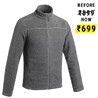 Men Sweater Full-Zip Fleece for Hiking MH120 Grey