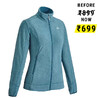 Women Sweater Full-Zip Fleece for Hiking MH100 Blue