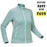 Women Sweater Full-Zip Fleece for Hiking MH100 Pale Mint